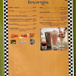 Menu: beverages