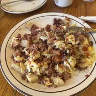 Corned beef hash and eggs