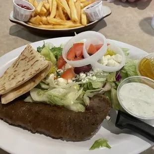 Gyro salad and fries