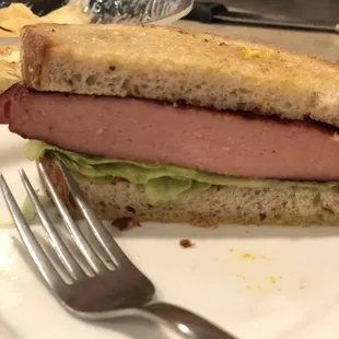 Fried bologna sandwich