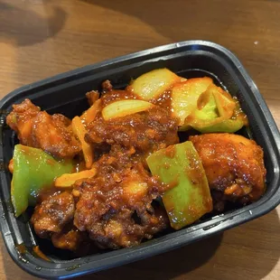 Very small container of Gobi Manchurian. This was $12.99. Expecting only 4 bites out of this dish.