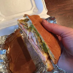 I recommend the Cuban. Tasty pork. Thick slice of ham. And the right amount of cheese, mustard and pickle