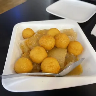 Curry Fish Balls, Pork Skin