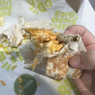 Chicken Sausage &amp; Egg Breakfast Burrito.