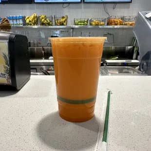 Create your own juice. Orange, apple, carrot, lemon.