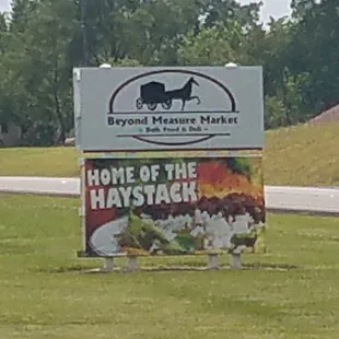 a sign for haystack