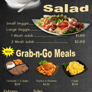 a menu for soup and salad