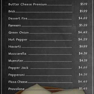 the price of cheese