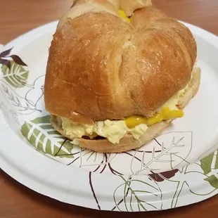 Croissant egg salad sandwich