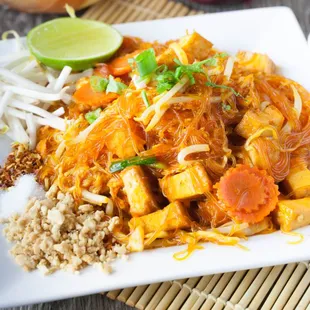 a plate of food with rice and vegetables