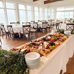 a long table of food