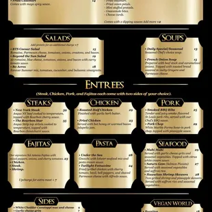 a menu for a restaurant