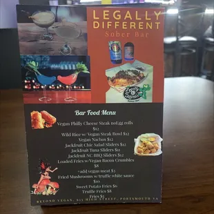 Bar Food Menu