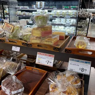 a display of bread and pastries