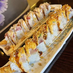 Honey Roll (back) Black Dragon Roll (front)