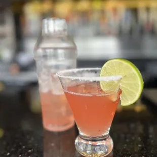 Strawberry margarita martini with salt