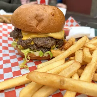 Better angle of the double cheeseburger and fries