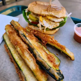 Grilled Chicken Sandwich and Fried Zucchini