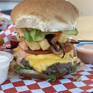 Close up view of California Burger