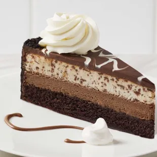 a slice of chocolate cheesecake