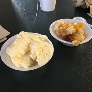 two plates of food on a table