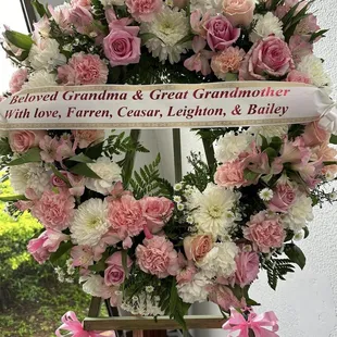 Serene blessings standing wreath - pink &amp; white (small)