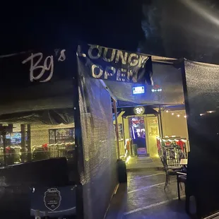 the entrance to the restaurant