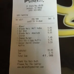 Great prices. Three for breakfast with two drinks.