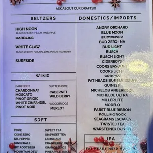 Standard Drinks... big selection.