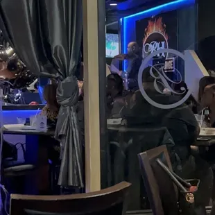 a woman sitting at a table