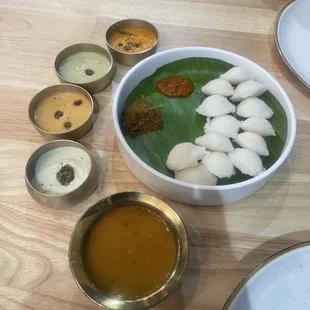 Mini idli with sambar