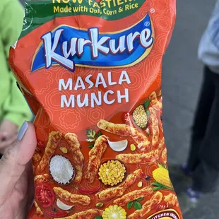 a bag of kurkure masala munch