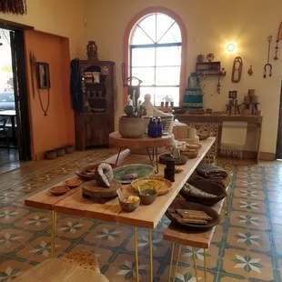 a table with bowls of food on it
