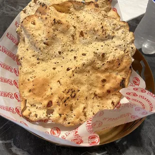 a plate of flat bread