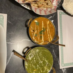 Saag Paneer and Butter Chicken