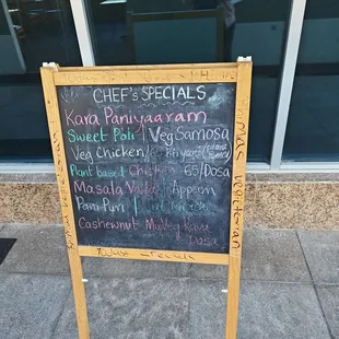 Specials menu