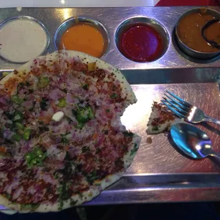 Onion Chilly Tomato Uthapam