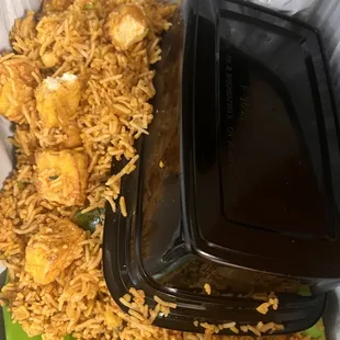 Dumped biryani in trash.