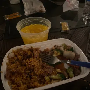 Missing items. That's what's in this photo, oh and a triple happiness pile of vegetables without much meat.