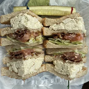 Chicken salad sandwich with bacon