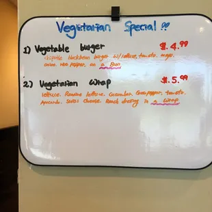 Veggie selections of the day posted.