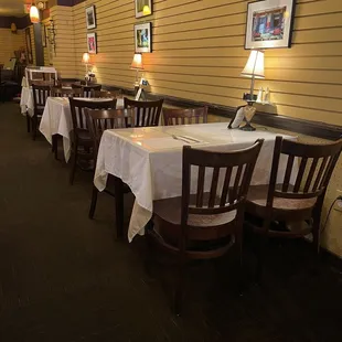tables and chairs in a restaurant