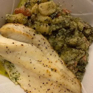 Pesto Pasta with Sea Bass