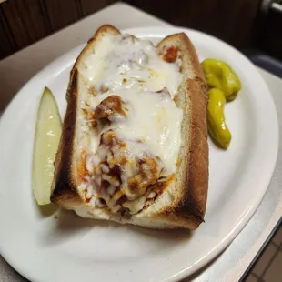 Meatball with cheese sandwhich
