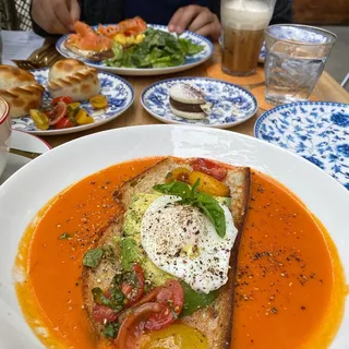 Tomato Bisque-Avocado Toast