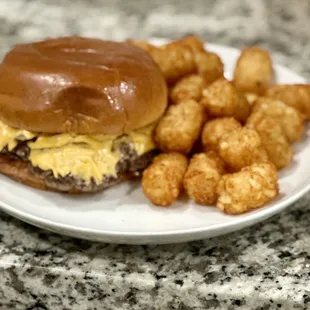 Bianca Burger with tater tots