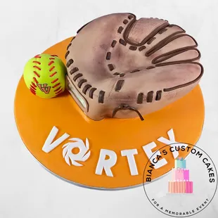 a baseball mitt and ball