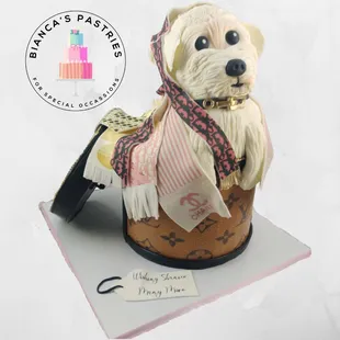 Sculpted dog cake, designer cake, custom cake