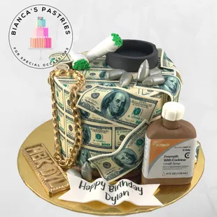 Money cake, custom birthday cake