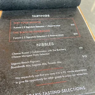 Tasting menu